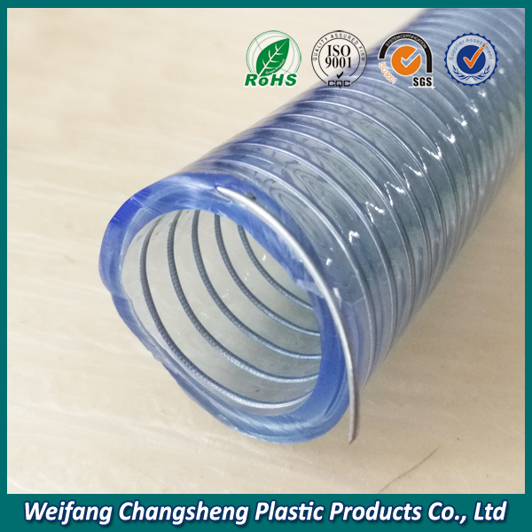 Transparent 6 inch Spiral Steel Wire Reinforced PVC Flexible Hose Pipe
